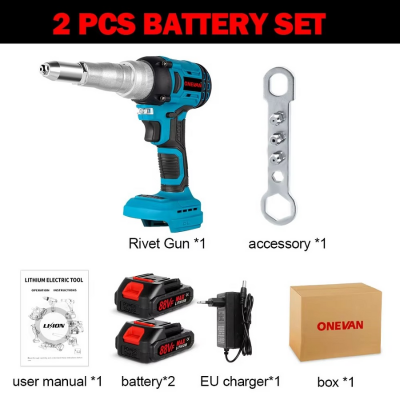 20000N 720W Brushless Electric Rivet Gun 2.4~5.0mm Cordless Rivet Nut Gun Drill Insert Power Tools for Makita Battery