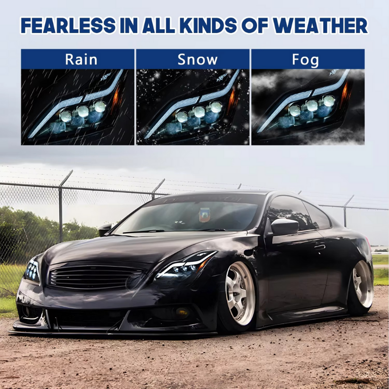 HCMOTIONZ LED Headlights for Infiniti G37 2008-2013 DRL Start up Animation Q60 Coupe Convertible 2014-2015 Car Front Lamps