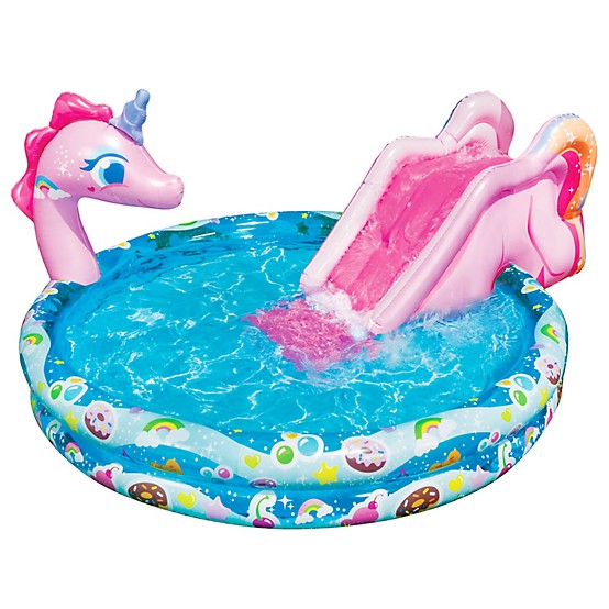 Banzai Spray 'N Splash Unicorn Inflatable Water Slide and Pool, 78 in. x 60 in. x 32.5 in.