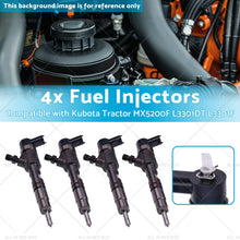 Load image into Gallery viewer, 4x Fuel Injectors Suitable for Kubota Tractor MX5200F L3301DT L3301F 0445110775-2