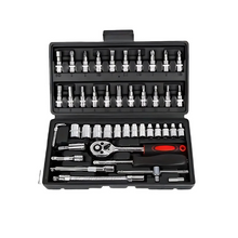 Load image into Gallery viewer, 46-Piece Auto Repair Tool Set Quick Small Fly Ratchet Screwdriver Combination with Hard Case Plastic Hand Tool Kit