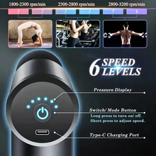 Load image into Gallery viewer, Mini Fascia Gun 6-speed Mode, 4 Interchangeable Heads, Small Color Box Panel,stock 800mAh Battery,customizable 1200/1600 Battery