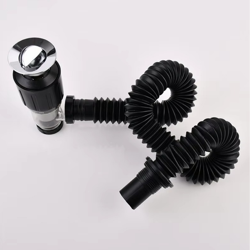 Stainless Steel Two-Way Mounted Wash Basin Chrome Water Drain Downcomer Overflow Sink Drainer Water Hose Set