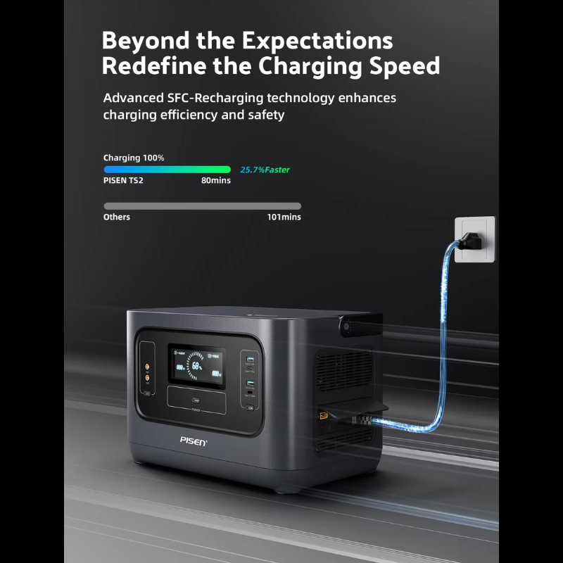 PISEN 1000W Home Backup Solar Power Generator 540Wh LiFePO4 Battery 800W AC Input MPPT Controller Portable Power Station