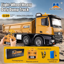 Load image into Gallery viewer, HUINA 1536 RC Car Remote Control Toys 1/14 Large Dump Truck Alloy RC Engineering Truck 8-Wheels Heavy-Duty Vehicle Cargo Model