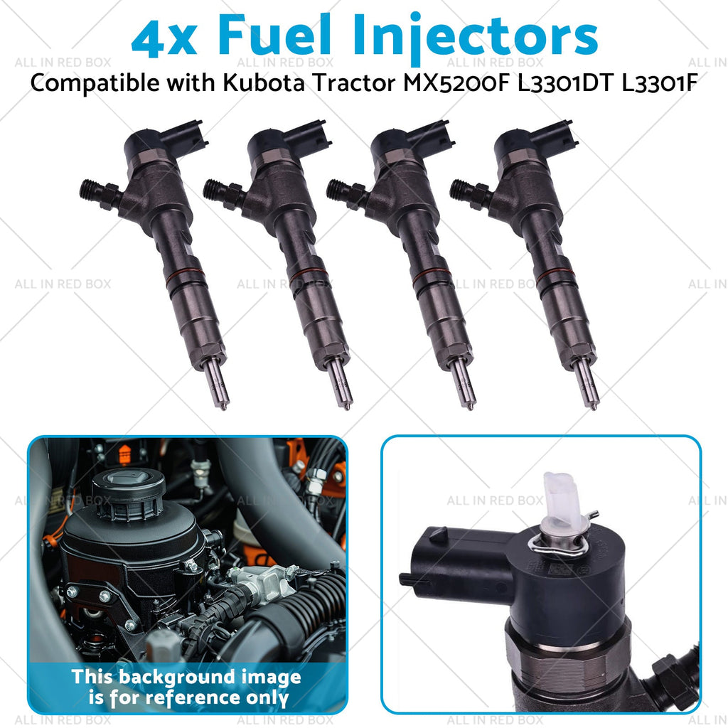 4x Fuel Injectors Suitable for Kubota Tractor MX5200F L3301DT L3301F 0445110775-3