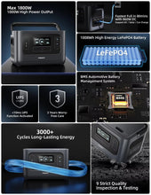 Load image into Gallery viewer, PISEN 1000W Portable Solar Power Station – 540Wh LiFePO4 Battery, Pure Sine Wave Inverter, MPPT Controller, Home Backup &amp; Camping Generator