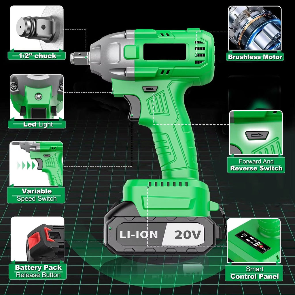20V Cordless Impact Wrench 320nm Max Torque Electric Drill for Car DIY Drop Shipping Available Stocked Local US Warehouse