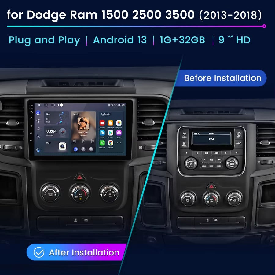 Junsun Carplay Android Auto Car Radio for Dodge RAM 1500 2500 3500 2013-2019 US Stock Car DVD Player Car Radio Head Unit Stereo
