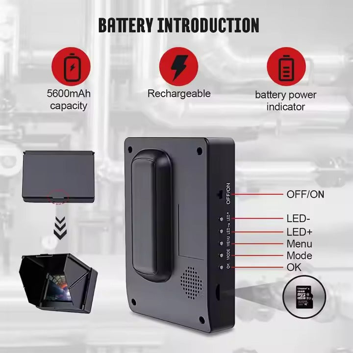 VSNDT HD Camara Borescope 10 Meter Sewer Inspection Camera Endoscope Camera Memory Pipe or Underwater Checking