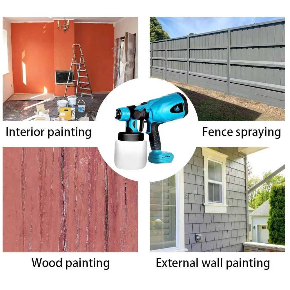 800ml 800W Cordless Electric Paint Sprayer Spray Gun Airbrush Nozzle Plastic Adjustable Car Spraying for Makita 18V Battery