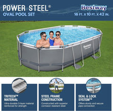 Load image into Gallery viewer, Bestway Power Steel Oval Metal Frame Above Ground Outdoor Swimming Pool Set