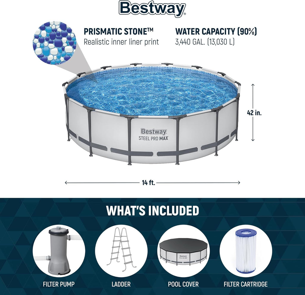Bestway Steel Pro MAX 14ft x 42in Round Above Ground Pool Set