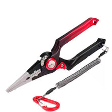 Load image into Gallery viewer, Titanium Fishing Pliers 7&quot; Split Ring Long Nose Tool – Aluminum Alloy, Braid Cutter, Saltwater &amp; Freshwater Use