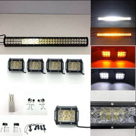 1 Slide Bracket Dual Color Strobe Light Bar Sync with 4 Packs 4