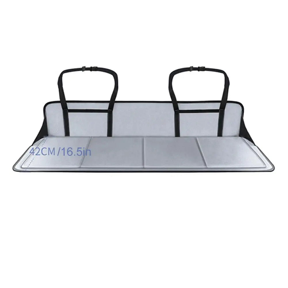 Foldable Car Camping Head Block with Storage Flannel Sleeping Pad Grey-0