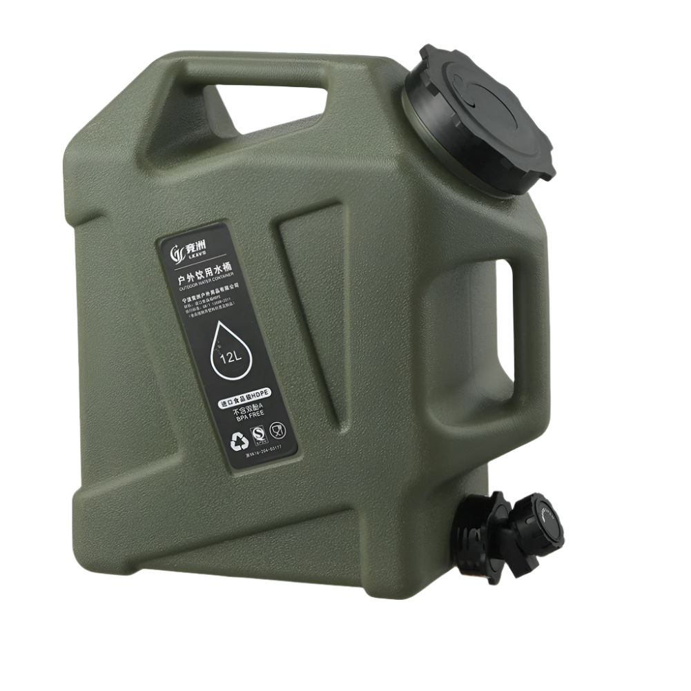 12L Camping Water Container Portable Water Tank with Faucet Green-0