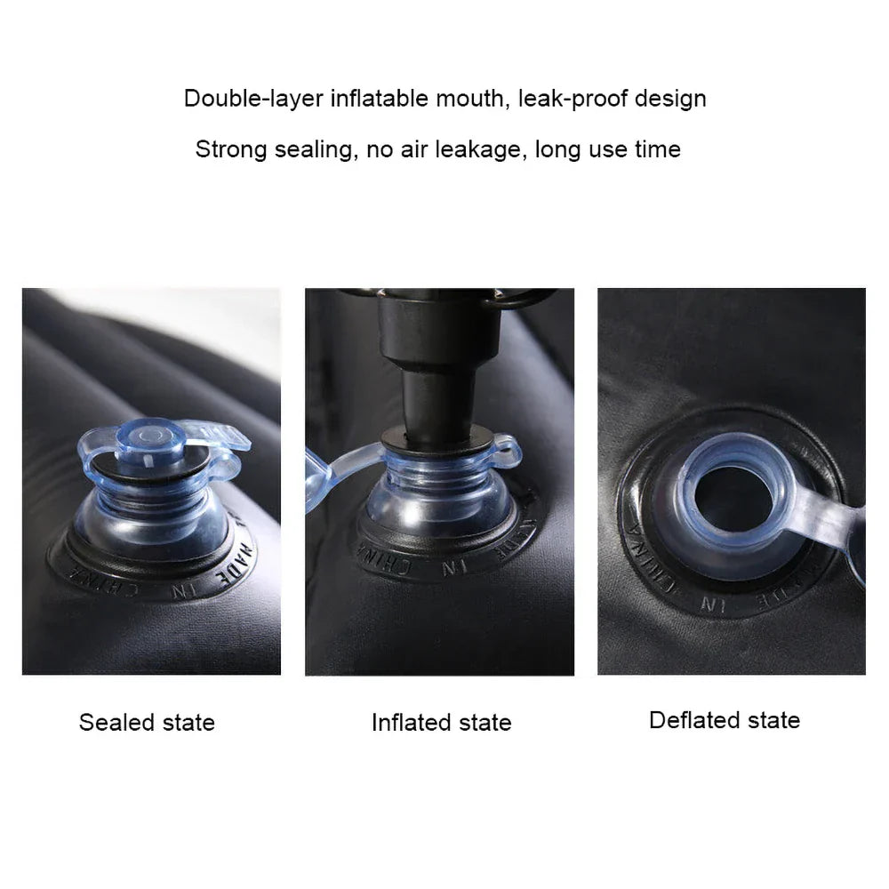 Universal Car Air Inflatable Travel Mattress Back Seat Bed with Pillow Grey-3