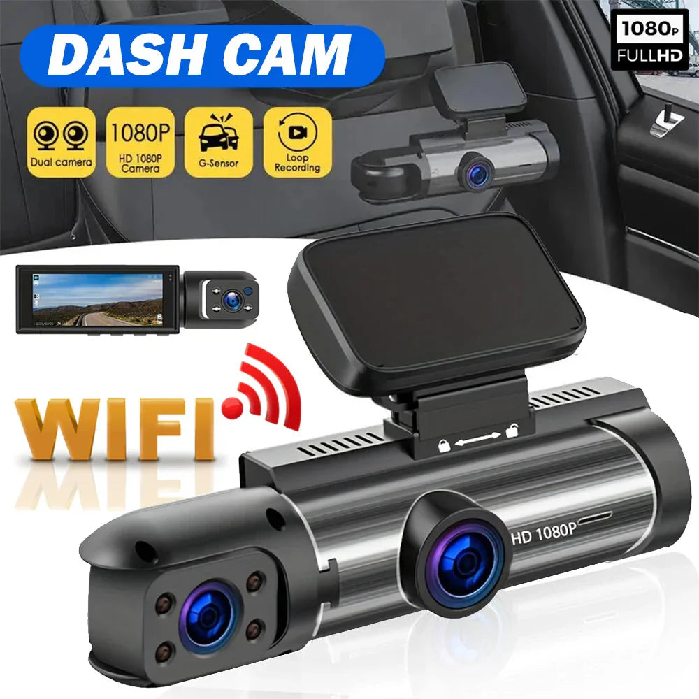 1080P WiFi Dual Lens Dash Cam Front Rear Car DVR Black-1