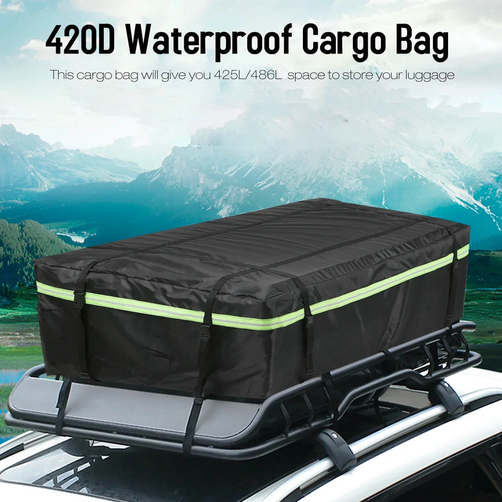 Waterproof Car Roof Cargo Bag Large Capacity Travel Carrier Black-2