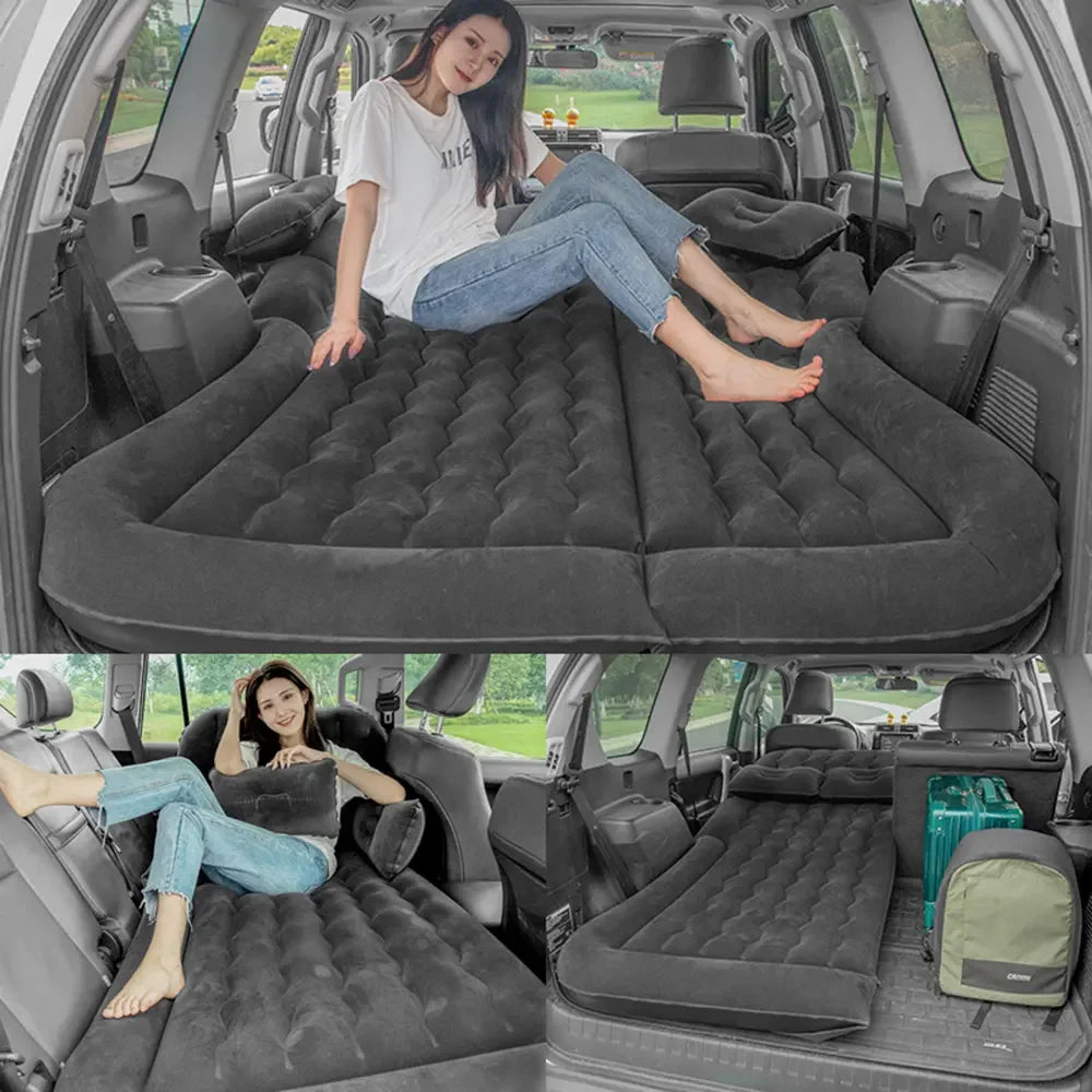 Portable Inflatable Car Air Mattress with Pillows Air Pump  Black-2