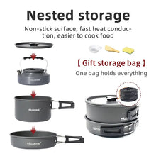 Load image into Gallery viewer, Portable Camping Cookware Set Outdoor Tableware Kit Black-3