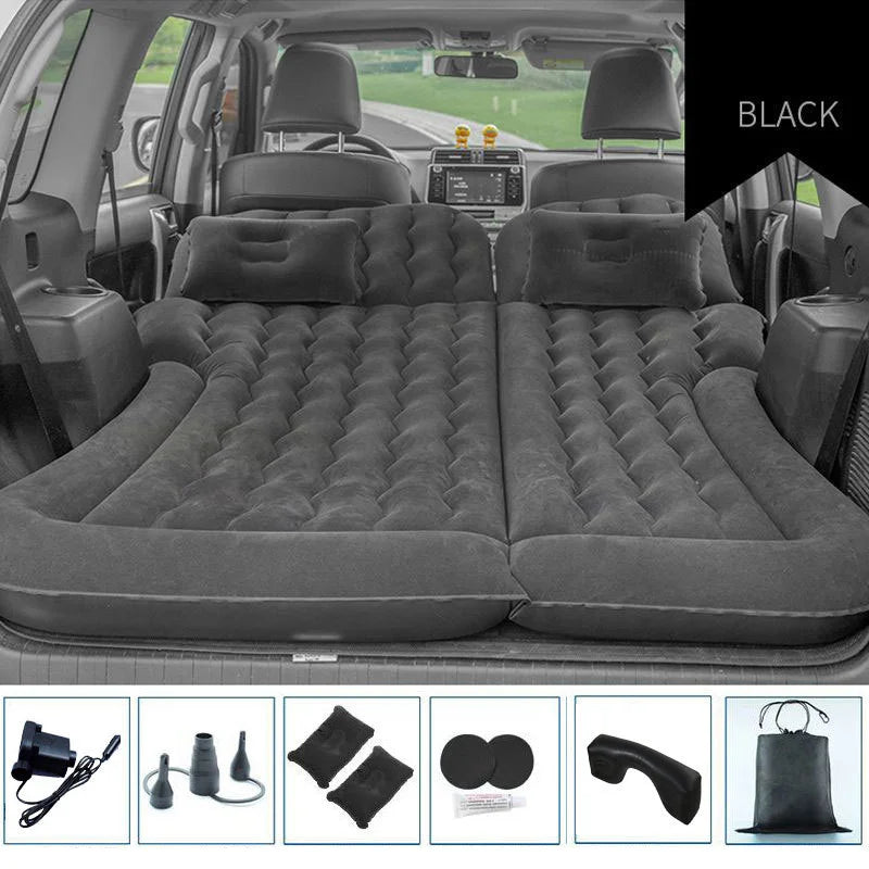 Portable Inflatable Car Air Mattress with Pillows Air Pump  Black-3