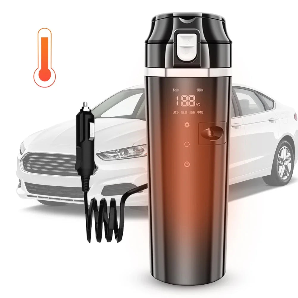 Smart Car Heating Mug with Digital LCD Display 500ML Stainless Steel Black-4