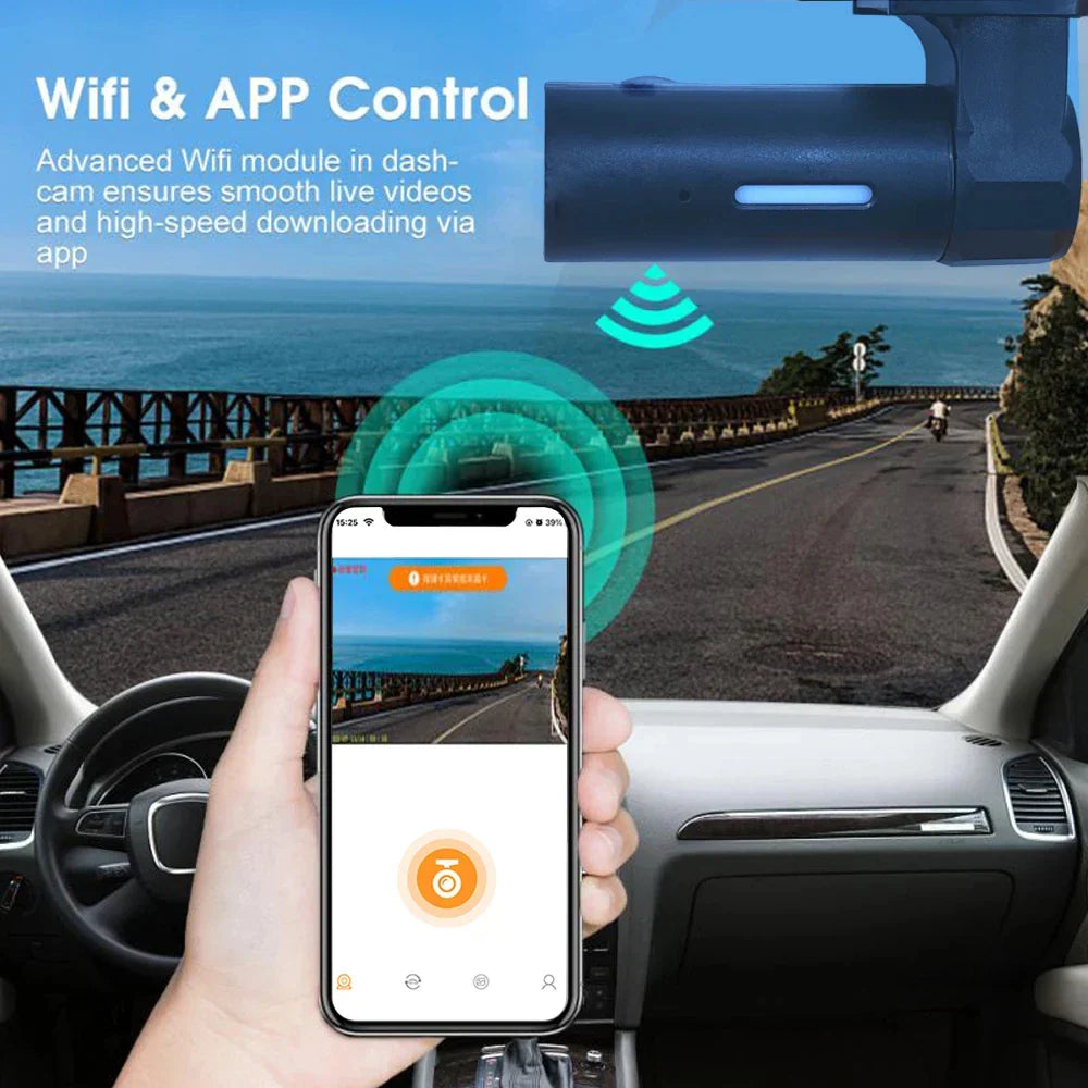 Smart WiFi Dash Cam 1080P HD Night Vision Car DVR Black-4