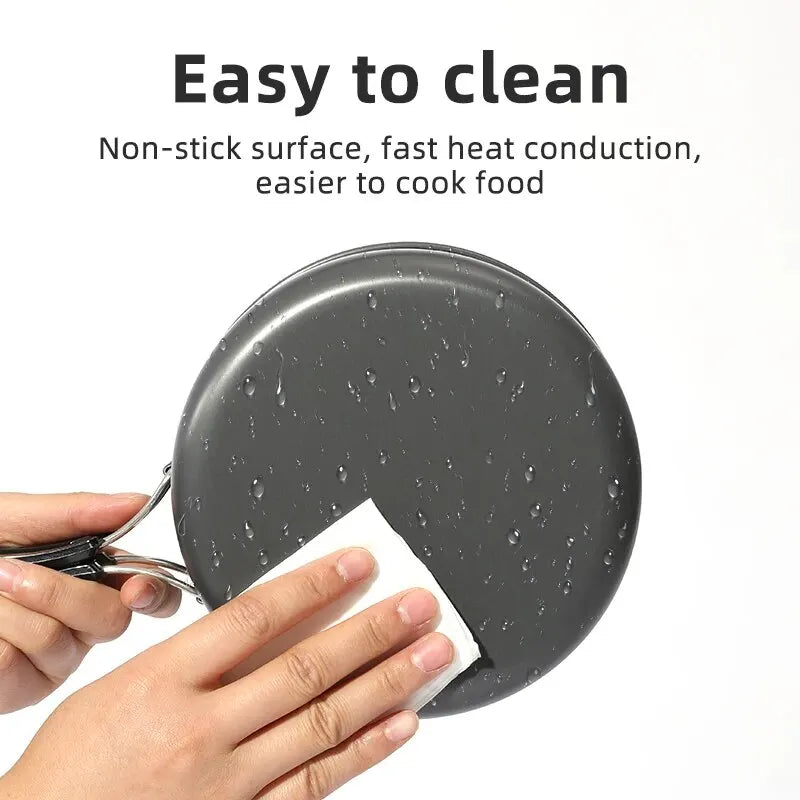 Portable Camping Cookware Set Outdoor Tableware Kit Black-2