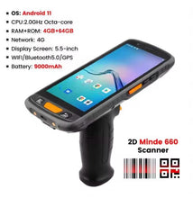 Load image into Gallery viewer, Android Barcode Scanner PDA | 5.5&quot; Handheld, Android 11, 4G RAM, 64G ROM, 4G LTE, WiFi, Bluetooth, GPS, Camera, Portable Data Collector