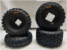 DWT A5 Black Front Rear Rims Wheels Sunf A027 Tires Yamaha Banshee Warrior 350 (2004 Yamaha)