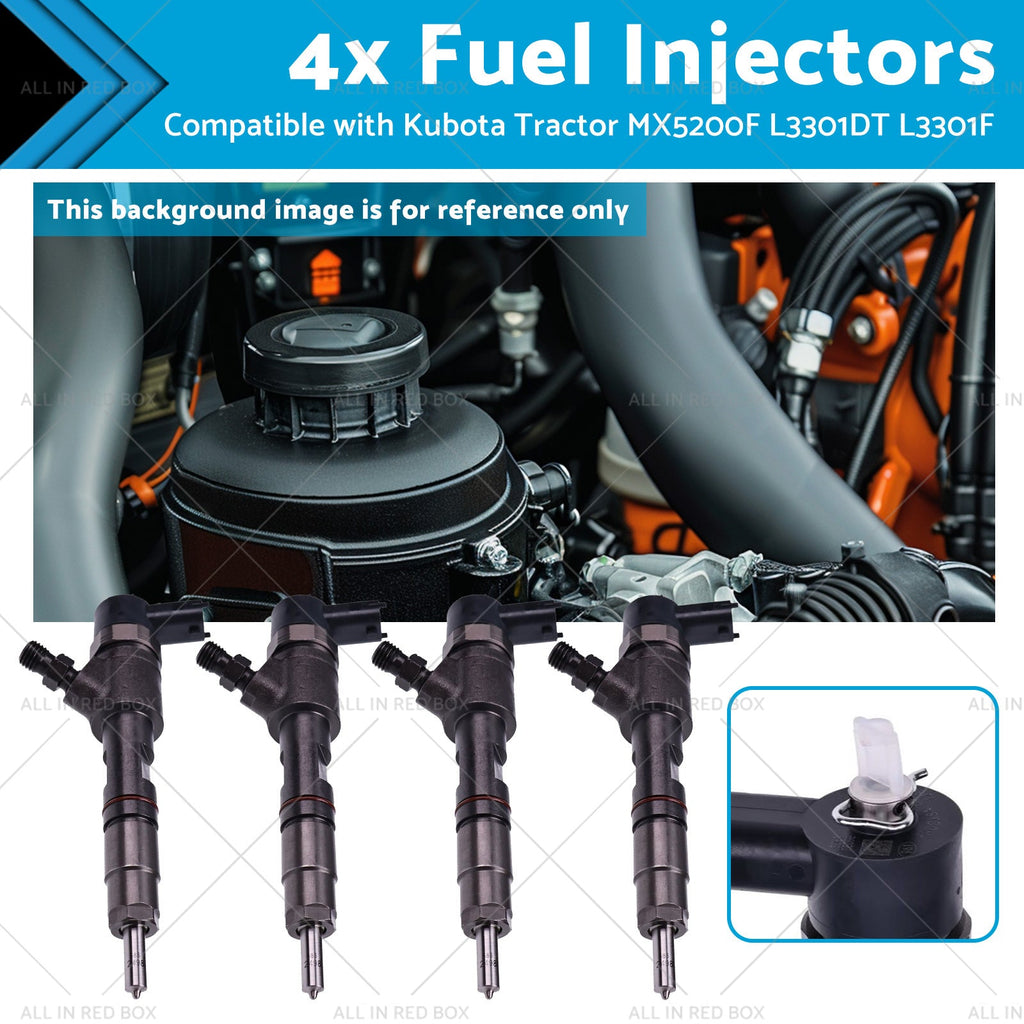 4x Fuel Injectors Suitable for Kubota Tractor MX5200F L3301DT L3301F 0445110775-0
