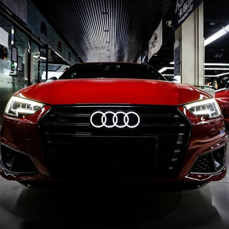 Highest quality crystal dynamic white Audi logo A4 A5 A6 A7 Q5 Q7 led front audi symbol light on the market with 2 years warranty-11