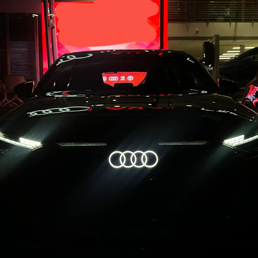 Highest quality crystal dynamic white Audi logo A4 A5 A6 A7 Q5 Q7 led front audi symbol light on the market with 2 years warranty-9